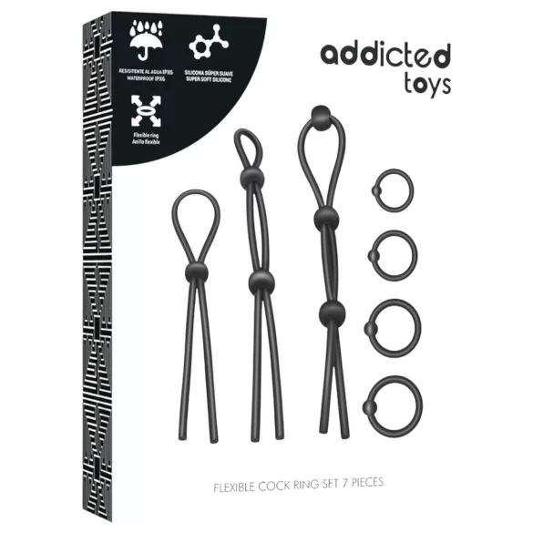 Addicted Toys - penisring sæt - 7 stk - silikone - sort