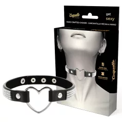   Coquette - choker halskæde - hjerte vedhæng - sort med stras