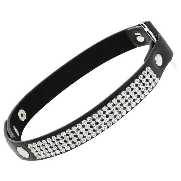 Coquette - choker halskæde - hjerte vedhæng - sort med stras