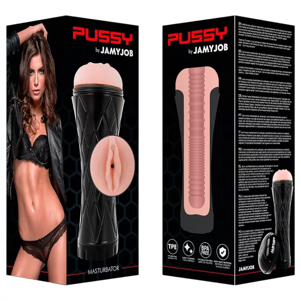 JamyJob - realistisk onaniprodukt i etui - sort/natur