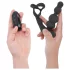 Addicted Toys - analvibrator med roterende hoved og penisring - sort