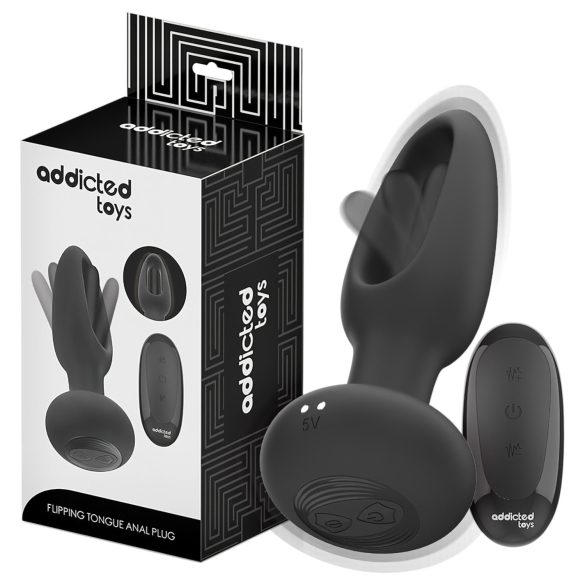 Addicted Toys - analvibrator med bevægelig tunge - sort