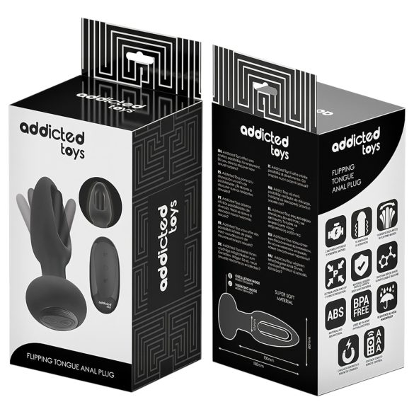 Addicted Toys - analvibrator med bevægelig tunge - sort
