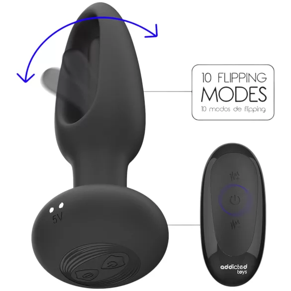 Addicted Toys - analvibrator med bevægelig tunge - sort