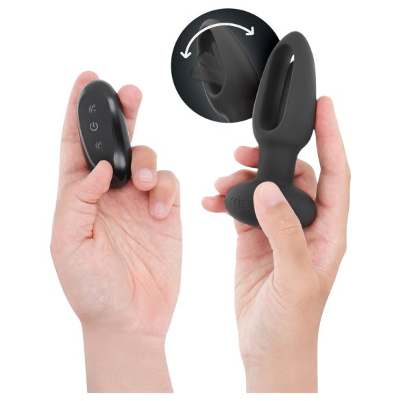 Addicted Toys - analvibrator med bevægelig tunge - sort