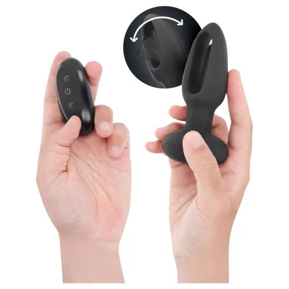 Addicted Toys - analvibrator med bevægelig tunge - sort