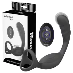   Addicted Toys - analvibrator med penisring og kuglerem - sort
