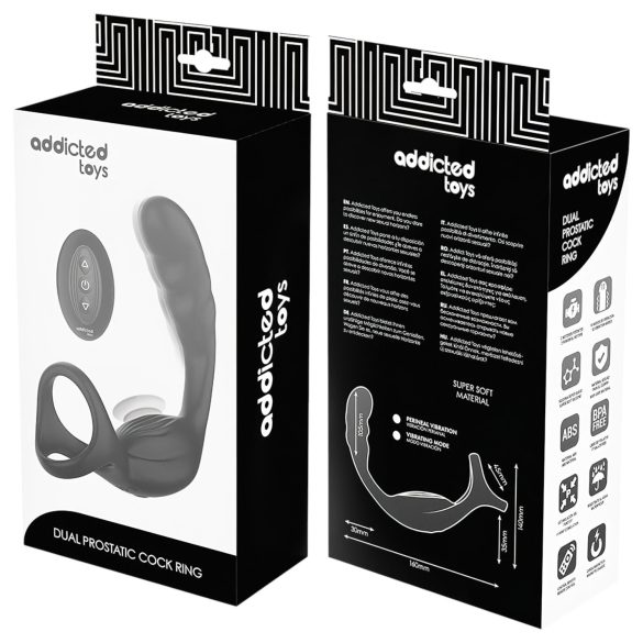 Addicted Toys - analvibrator med penisring og kuglerem - sort