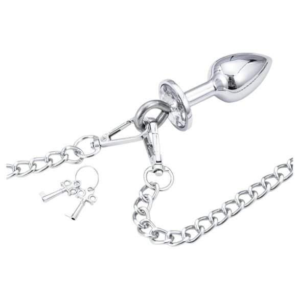 LateToBed - håndjern med analplug - sølv