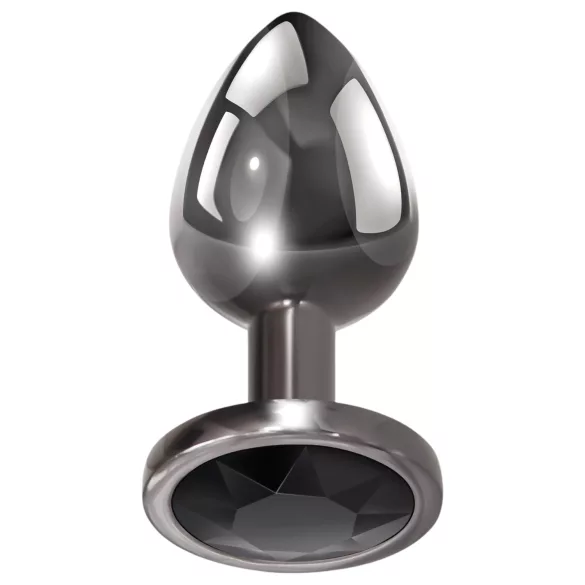Evolved Black Gem - sæt med metal analplug med sort sten (sølv)