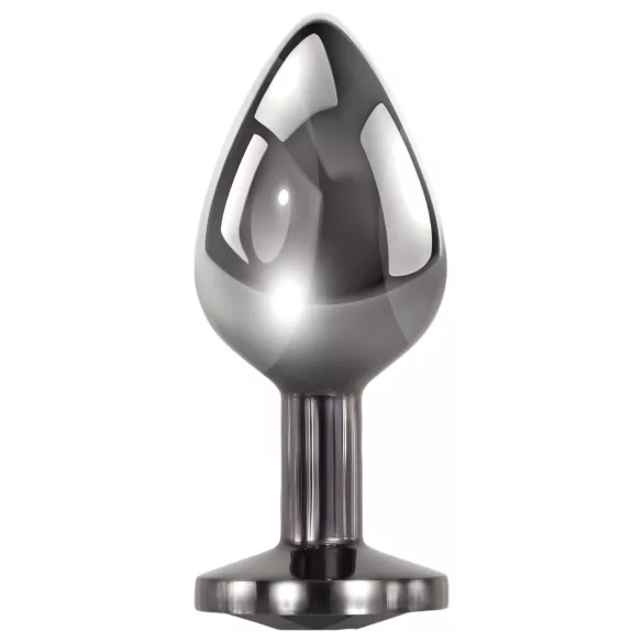 Evolved Black Gem - sæt med metal analplug med sort sten (sølv)