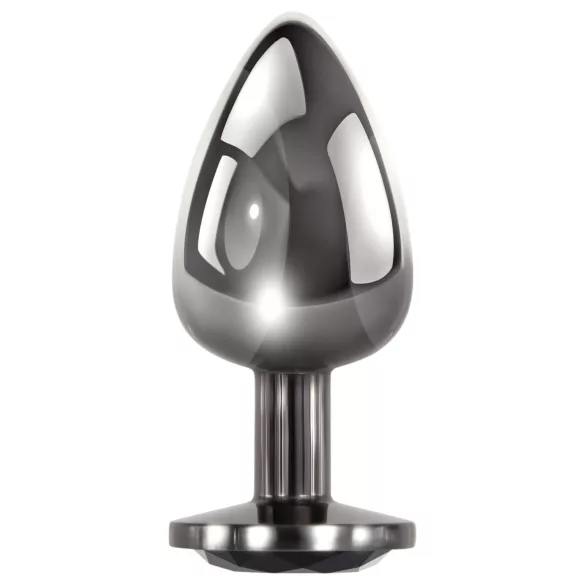 Evolved Black Gem - sæt med metal analplug med sort sten (sølv)