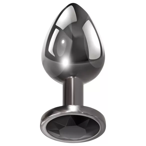 Evolved Black Gem - sæt med metal analplug med sort sten (sølv)