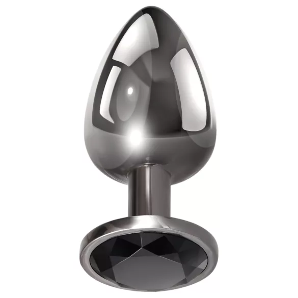 Evolved Black Gem - sæt med metal analplug med sort sten (sølv)