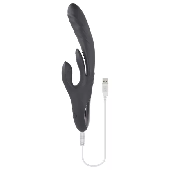 Playboy Rapid Rabbit - klitorisvibrator med rabbit-arm - genopladelig - sort