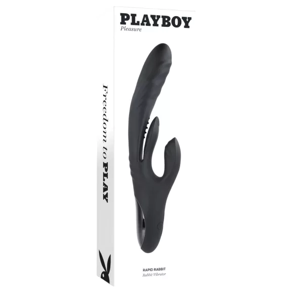 Playboy Rapid Rabbit - klitorisvibrator med rabbit-arm - genopladelig - sort
