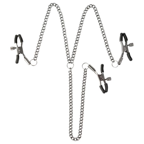 Sei Mio - brystvorte- og skamlæbecps - justerbar metal sort