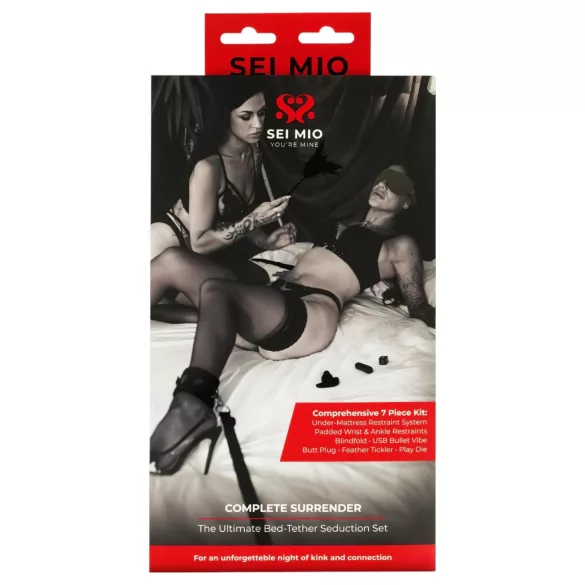 Sei Mio - bondage sæt til seng - justerbar - sort