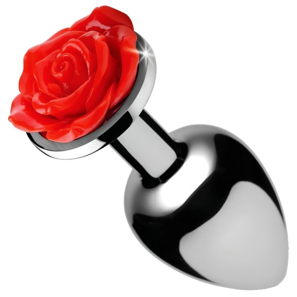 Booty Sparks - sølv anal plug med rosendesign