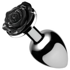 Booty Sparks Black Rose - analplug i aluminium - sølv/sort