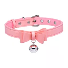   Master Series Golden Kitty - halsbånd med sløjfe og klokke - pink