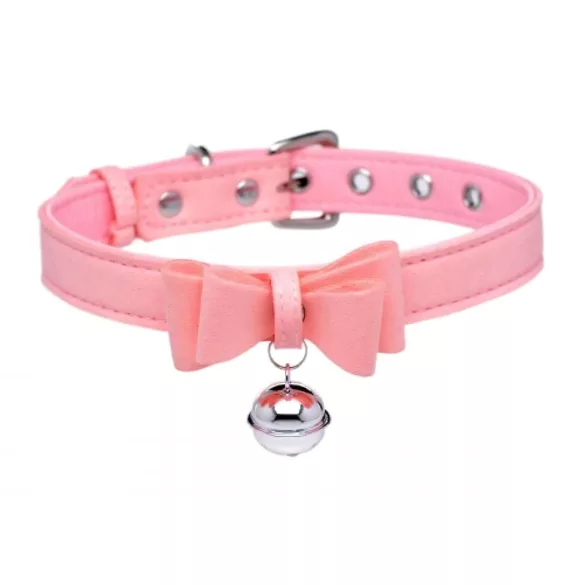Master Series Golden Kitty - halsbånd med sløjfe og klokke - pink
