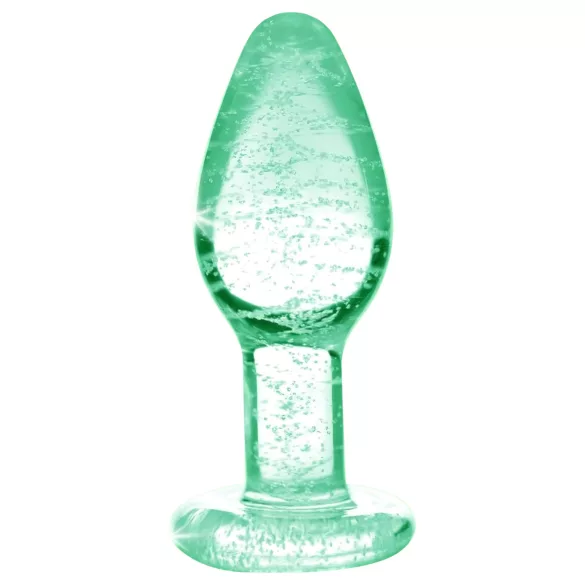 Booty Sparks Glow in the Dark L - glas buttplug (gennemsigtig)