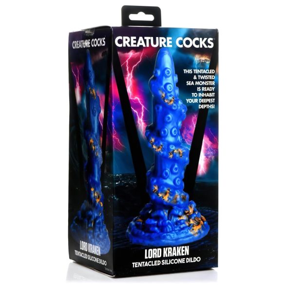 Creature Cocks Kraken - dildo med spiral tentakel - 21cm - guld/blå