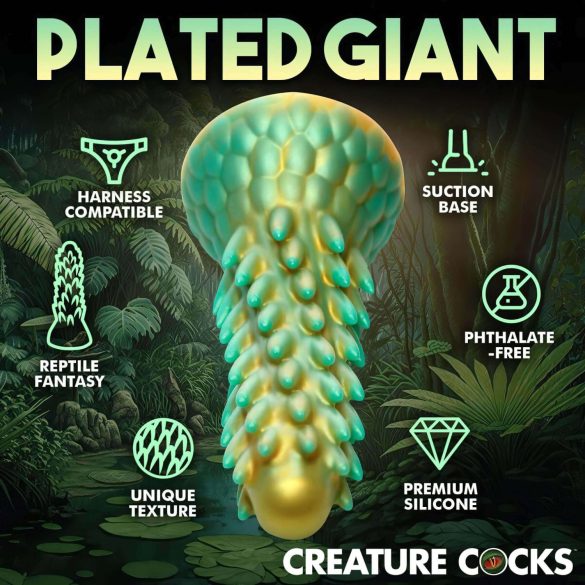 Creature Cocks Stegosaurus - dildo - realistisk dinosaur - silikone grøn 20cm