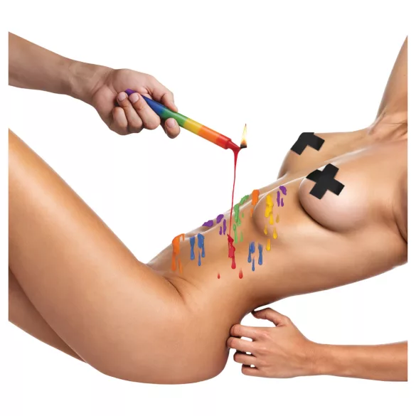 XR Brands - BDSM-lysstager til krop - regnbue (3 stk.)