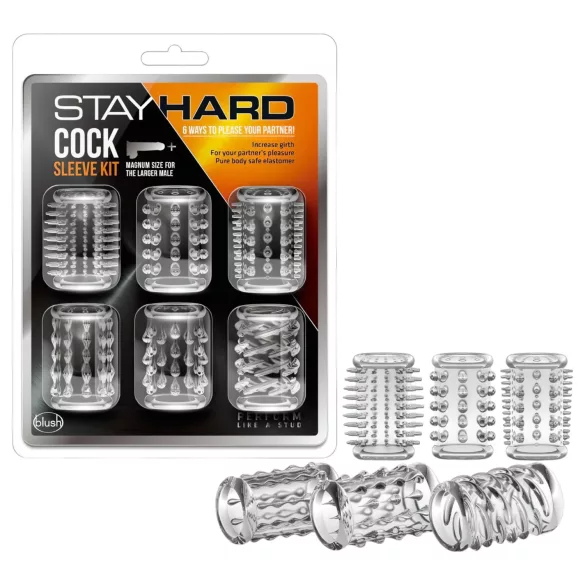 Stay Hard - penismanchet sæt - gennemsigtig - 6 stk