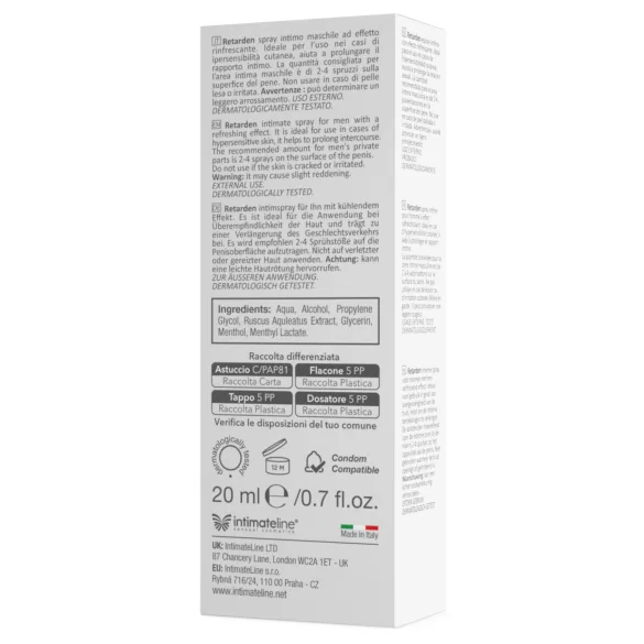 Intimateline R20 - kølende forsinkelsesspray til mænd (20 ml)
