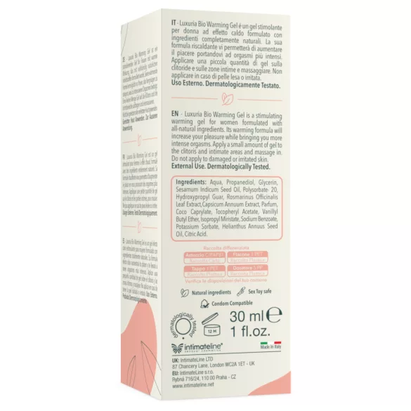 Intimateline Luxuria BIO - varmende stimulerende gel til kvinder (30 ml)