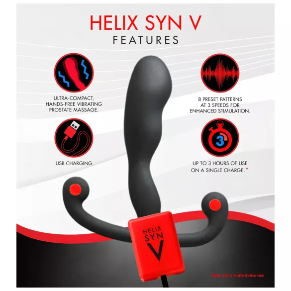 Aneros Helix Syn V - genopladelig prostatavibrator (sort) - 12,7 cm