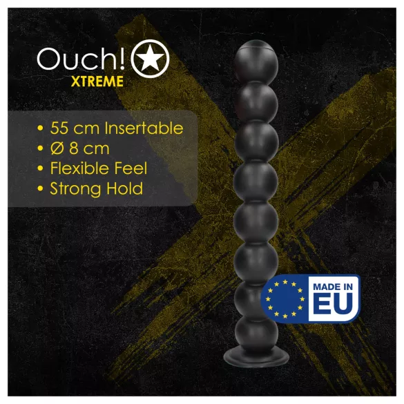 Ouch! Balls of Lust - ekstra stor anal perlekæde (sort) - 55 cm