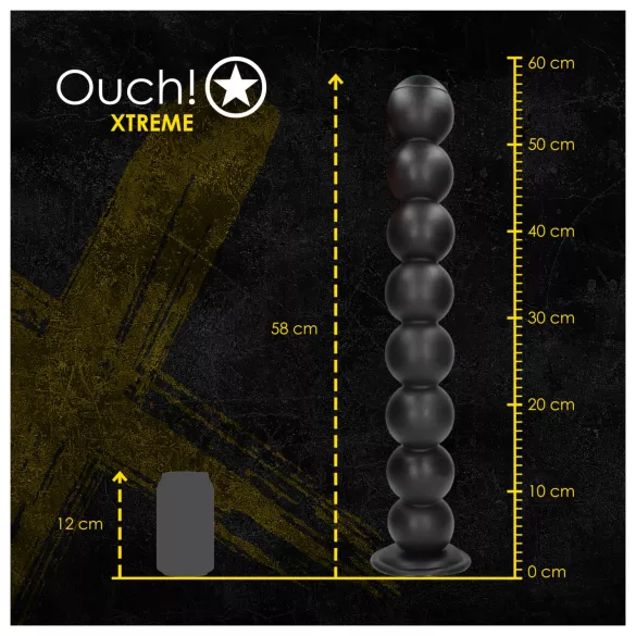 Ouch! Balls of Lust - ekstra stor anal perlekæde (sort) - 55 cm