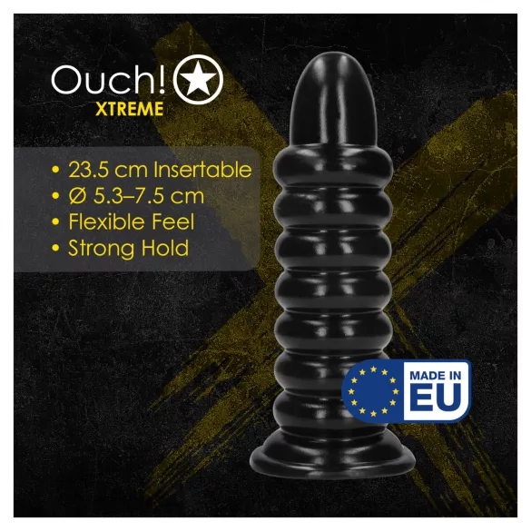 Ouch! Spiral Force - snoet anal plug (sort) - 23,5 cm