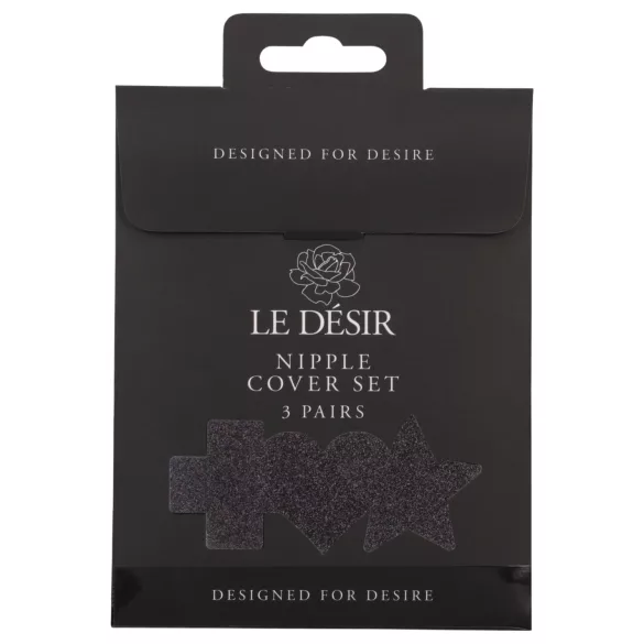 Le Désir - brystvorteklistermærke-sæt - 3 par (sort)