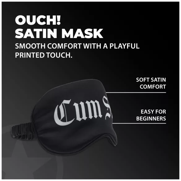 Ouch! - satin øjenmaske med teksten “Cum Slut” (sort)