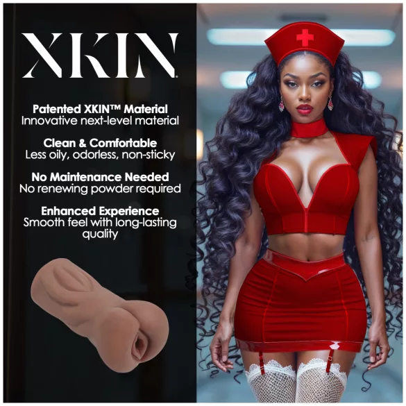 XKIN Naughty Nurse Riley - realistisk onaniprodukt med vagina (mørk naturfarve)