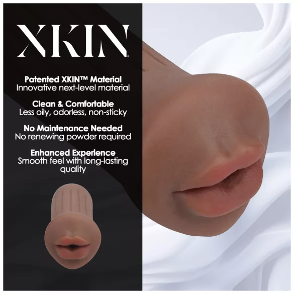 XKIN - kunstig mund-masturbator - S (mørk naturfarve)