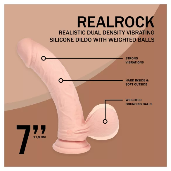 RealRock - dobbelt densitet realistisk vibrator (hudfarvet) - 18 cm
