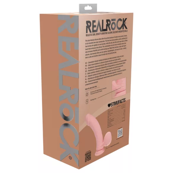 RealRock - dobbeltlag realistisk vibrator (hudfarvet) - 20 cm