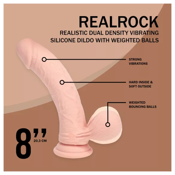 RealRock - dobbeltlag realistisk vibrator (hudfarvet) - 20 cm