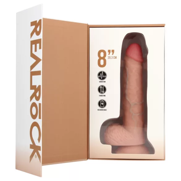 RealRock - dildo med sugekop og stødbevægelse - naturfarve 20,5cm