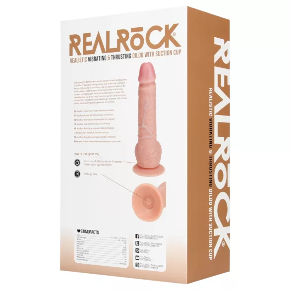 RealRock - dildo med sugekop og stødbevægelse - naturfarve 20,5cm