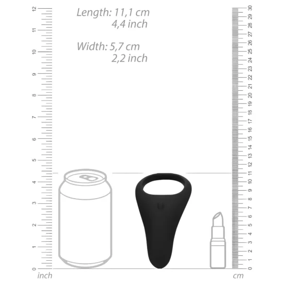 Loveline - opladelig vibrator penisring med lang ring og pung - sort