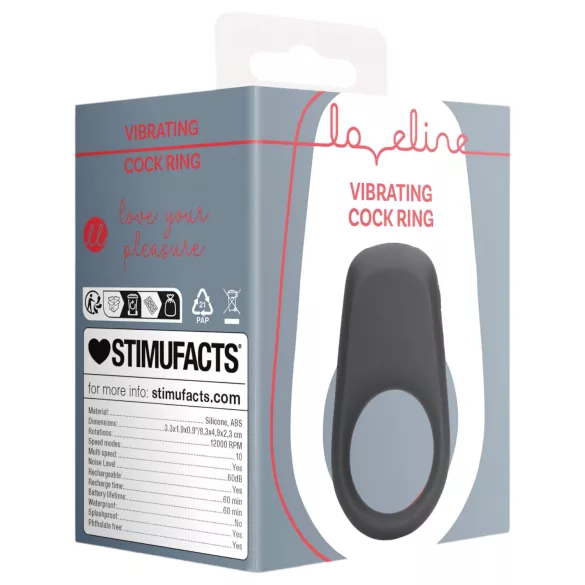 Loveline - opladelig penisring med vibration - sort