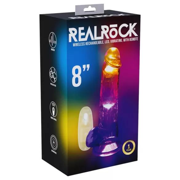 REALROCK - dildo med kugler - vibrator lysende - 20cm