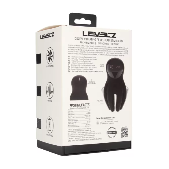 Levelz - penishovedvibrator - digital - sort